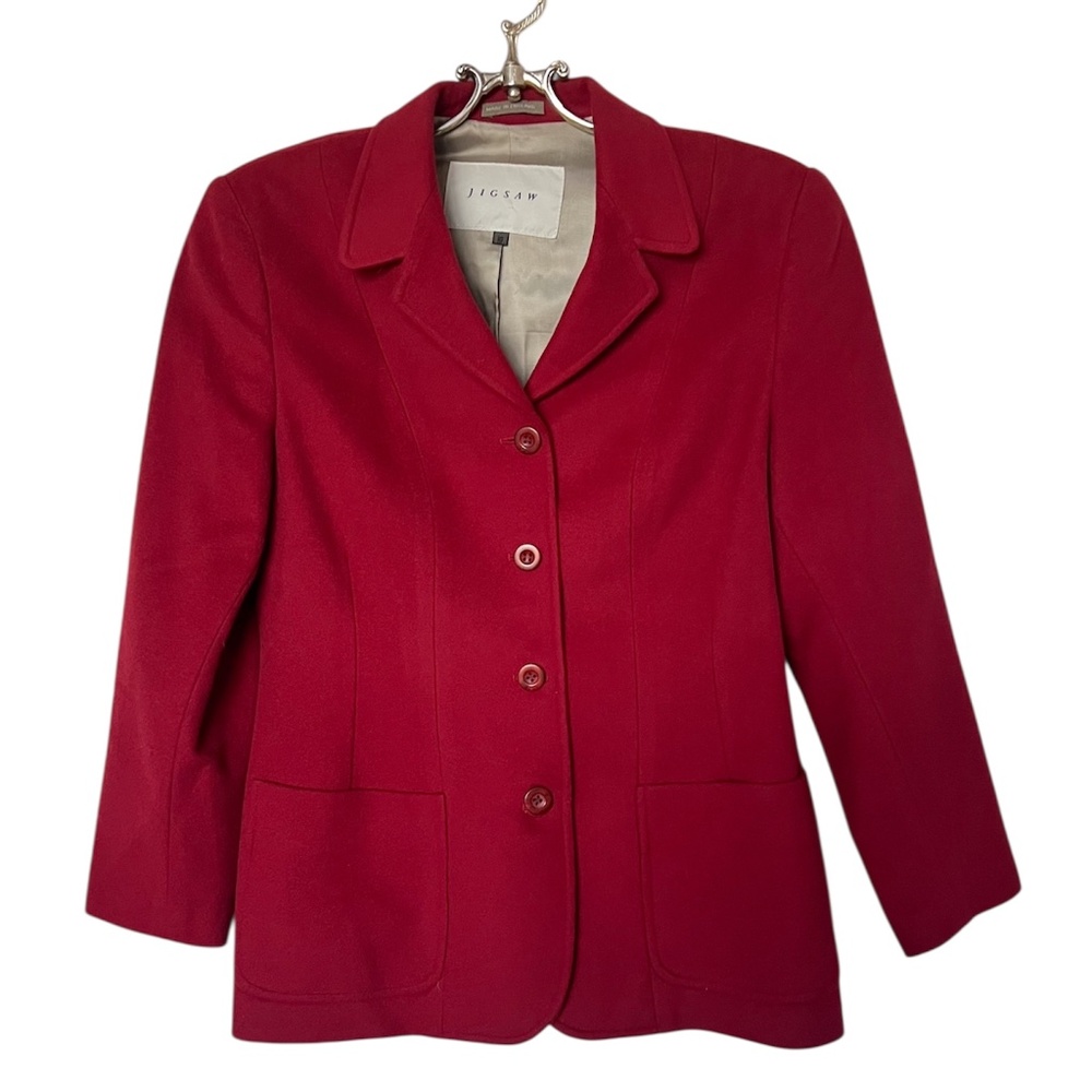 Jigsaw Vintage Red Wool Blend Red Blazer Size 10 (UK)